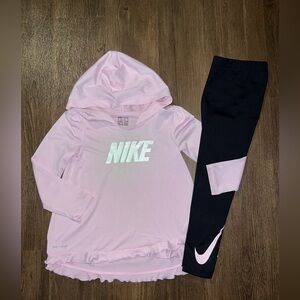 Nike Light Pink Hoodie and Black Leggings